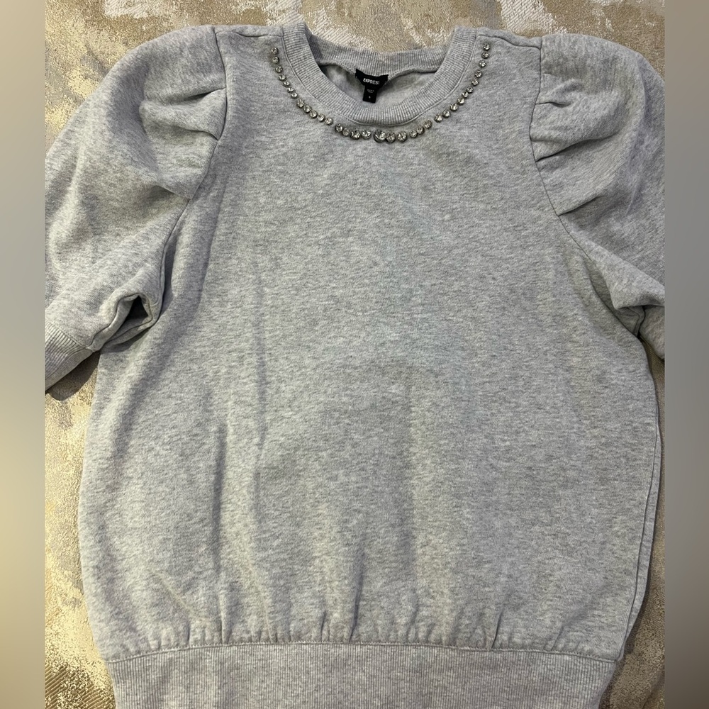 192. Express Embellished Jeweled Crew Neck Sweater - Picture 7 of 8